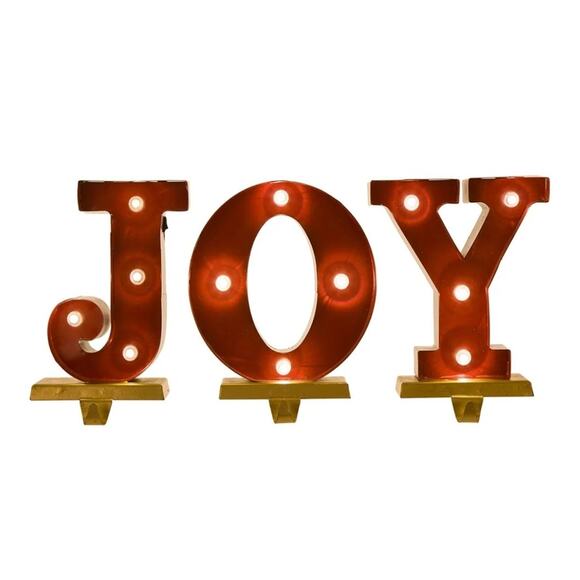 Glitzhome Christmas Marquee LED Lighted Red Joy Stocking Holders 3 Piece - Picture 1 of 3